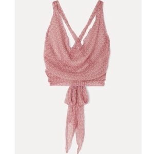 100% silk Cloe Cassandra Santi cropped printed silk-crepon wrap top